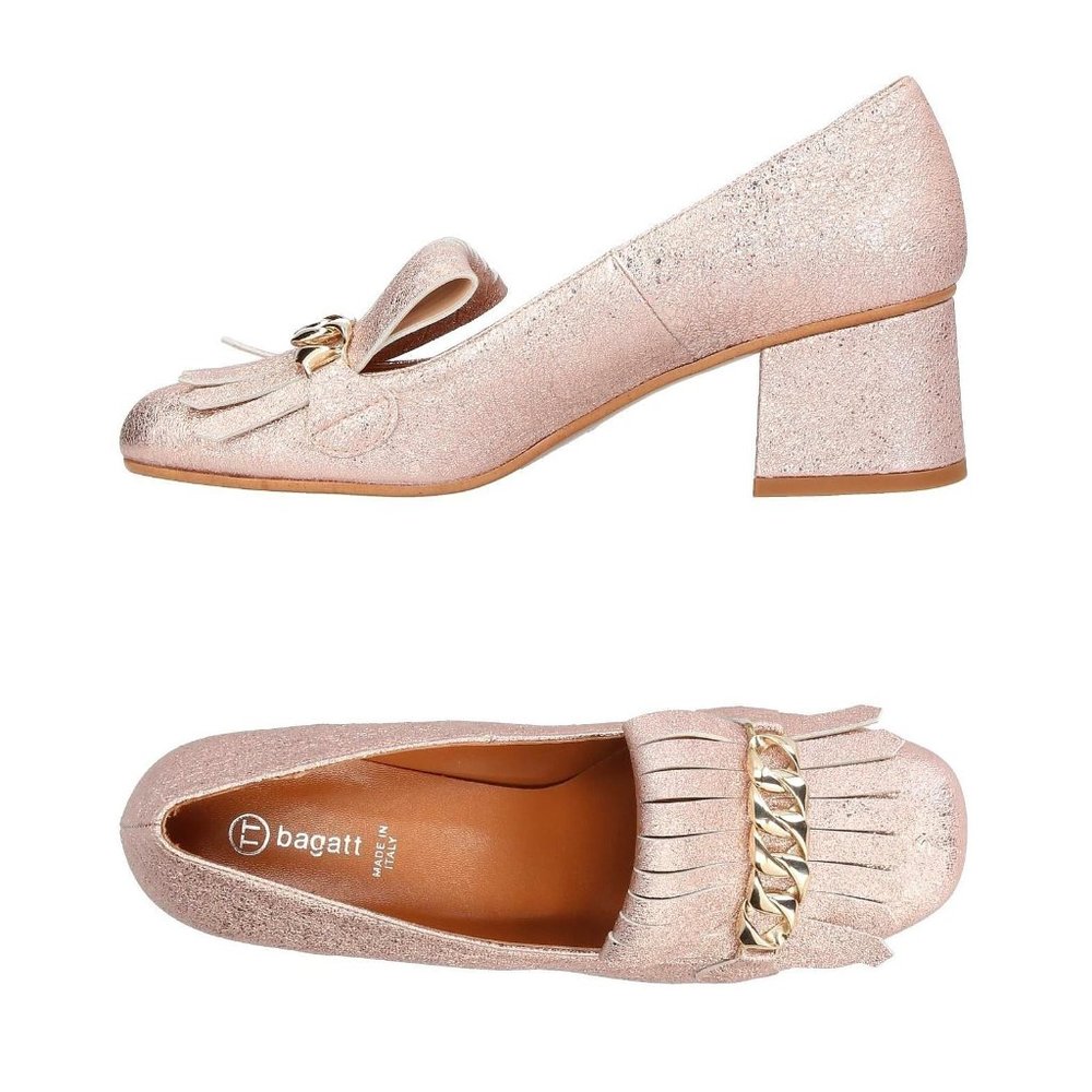 Bagatt Light Pink Gold Fringed Loafers - 39 IOB